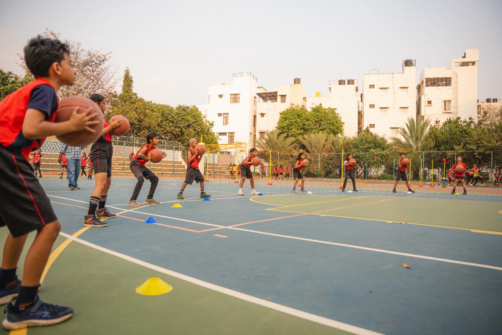A young athlete in focused training